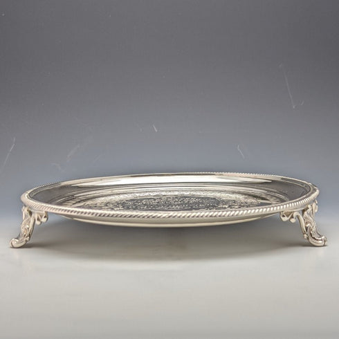 1863年 英国アンティーク 純銀(925シルバー) サルヴァ 直径21cm 350g Hawkesworth Eyre